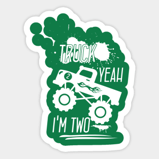 Truck Yeah Im Two, Monster Truck Birthday Gifts Sticker